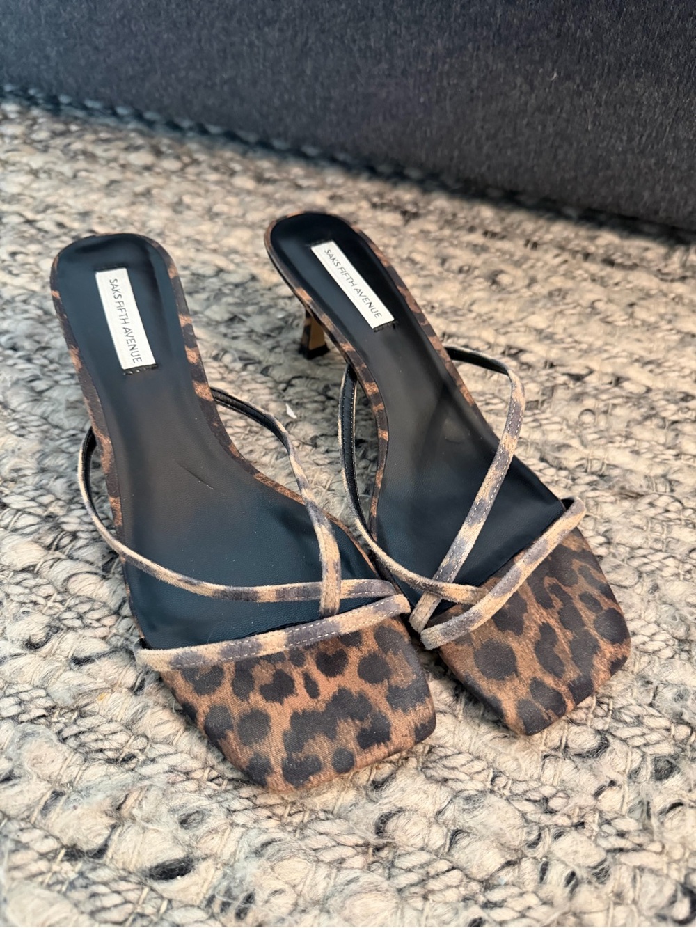 Saks Fifth Avenue Leopard-Print Strappy Mule Heels - Brown & Black